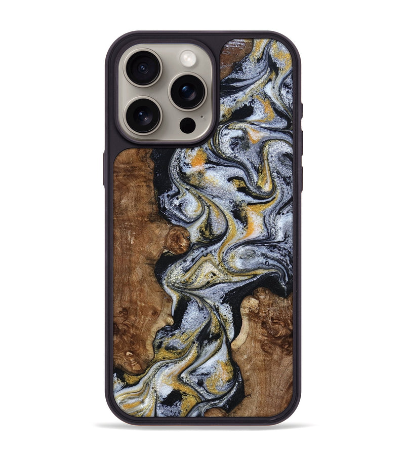 iPhone 15 Pro Max Wood Phone Case - Alecia (Black & White, 801407)