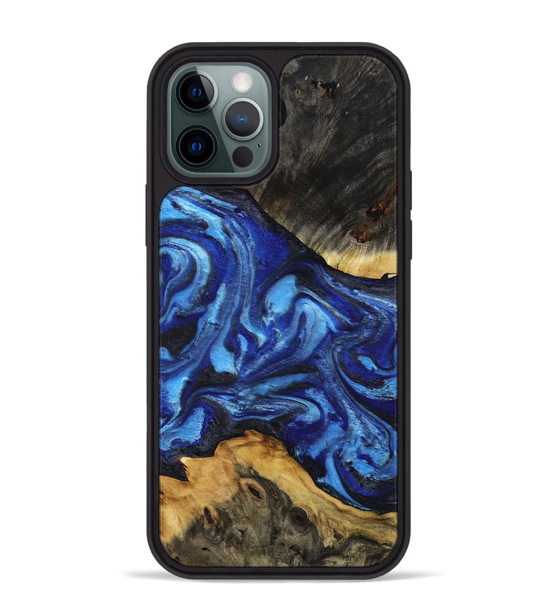 iPhone 12 Pro Max Wood Phone Case - Domenic (Blue, 801408)