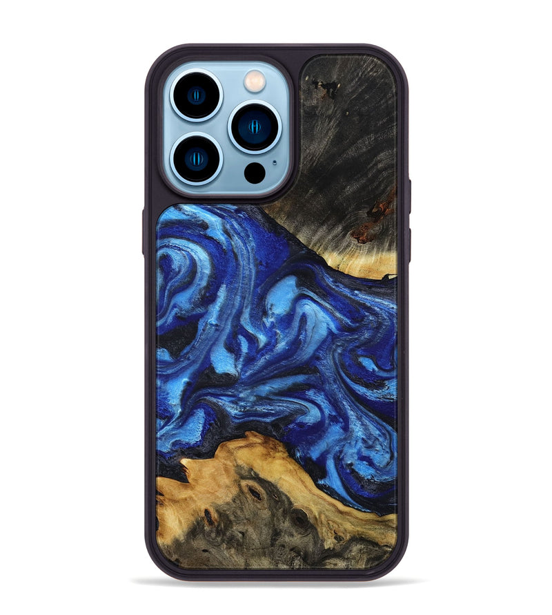 iPhone 14 Pro Max Wood Phone Case - Domenic (Blue, 801408)