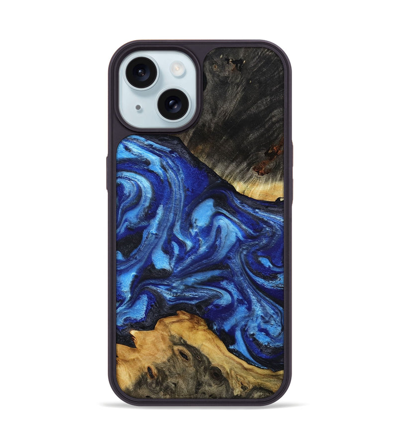 iPhone 15 Wood Phone Case - Domenic (Blue, 801408)