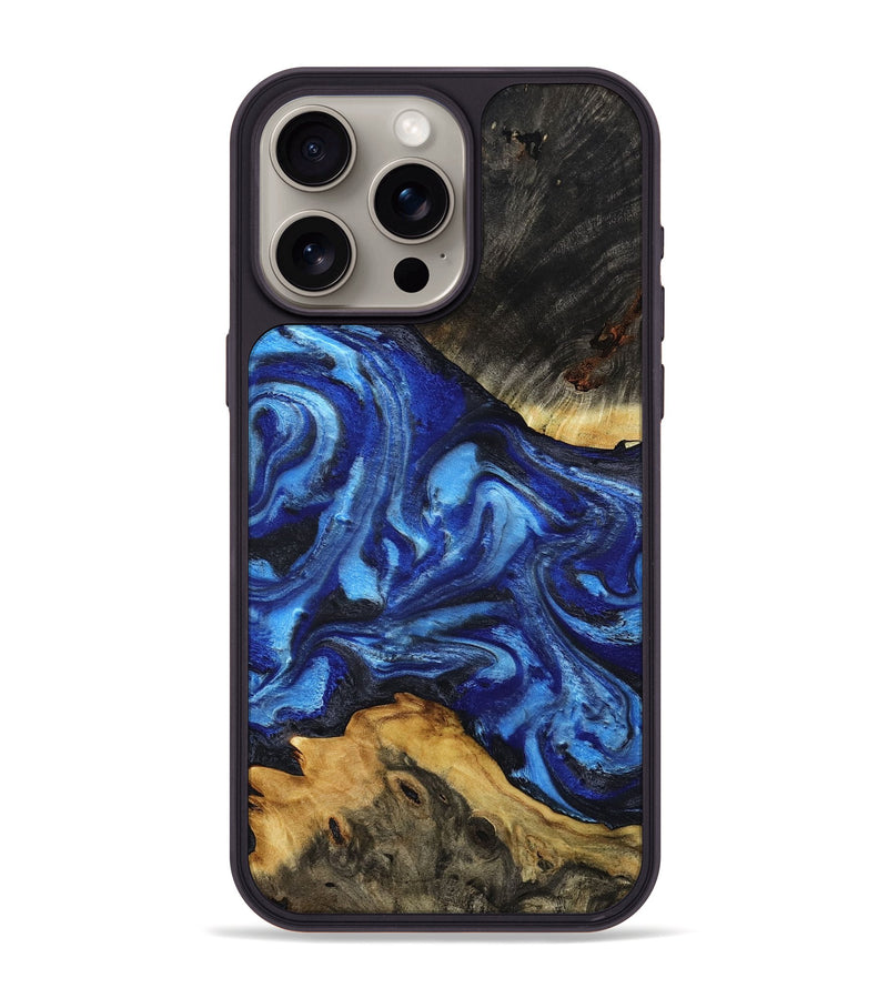 iPhone 15 Pro Max Wood Phone Case - Domenic (Blue, 801408)