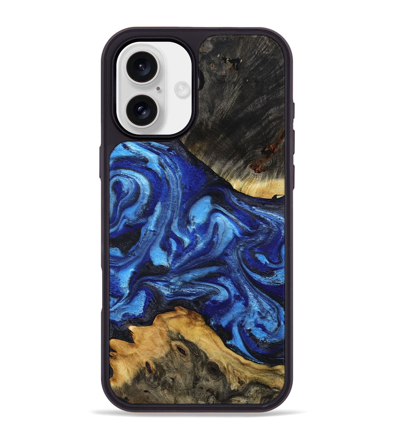 iPhone 16 Plus Wood Phone Case - Domenic (Blue, 801408)