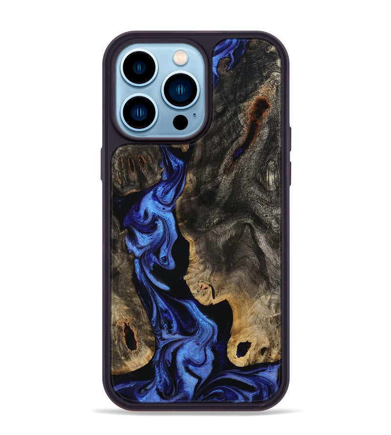 iPhone 14 Pro Max Wood Phone Case - Margie (Blue, 801409)