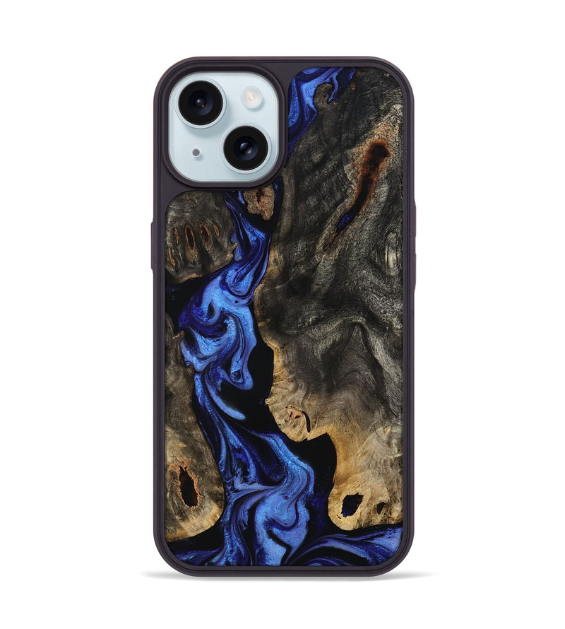 iPhone 15 Wood Phone Case - Margie (Blue, 801409)