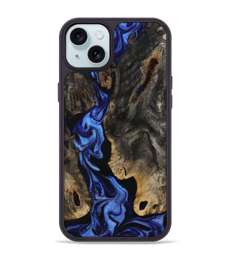 iPhone 15 Plus Wood Phone Case - Margie (Blue, 801409)