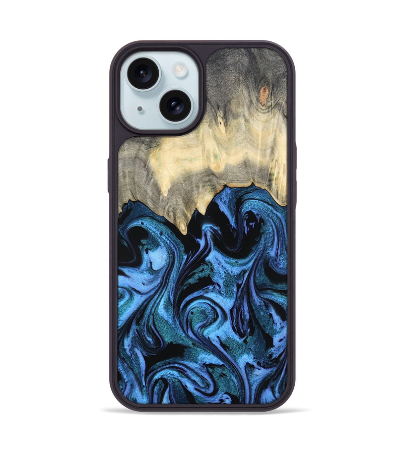 iPhone 15 Wood Phone Case - Glenda (Blue, 801410)