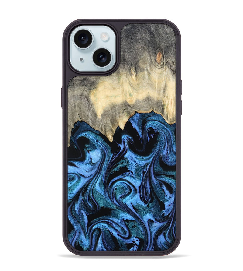 iPhone 15 Plus Wood Phone Case - Glenda (Blue, 801410)