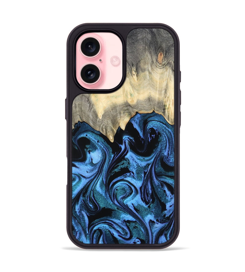 iPhone 16 Wood Phone Case - Glenda (Blue, 801410)