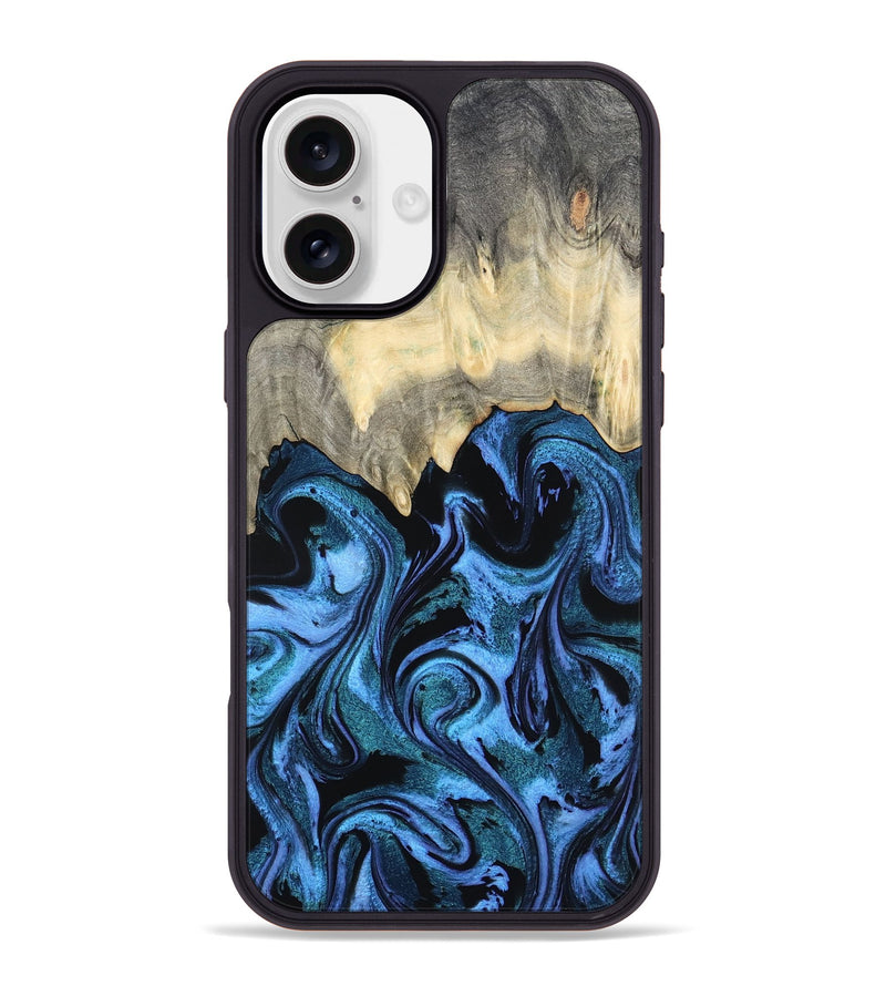 iPhone 16 Plus Wood Phone Case - Glenda (Blue, 801410)