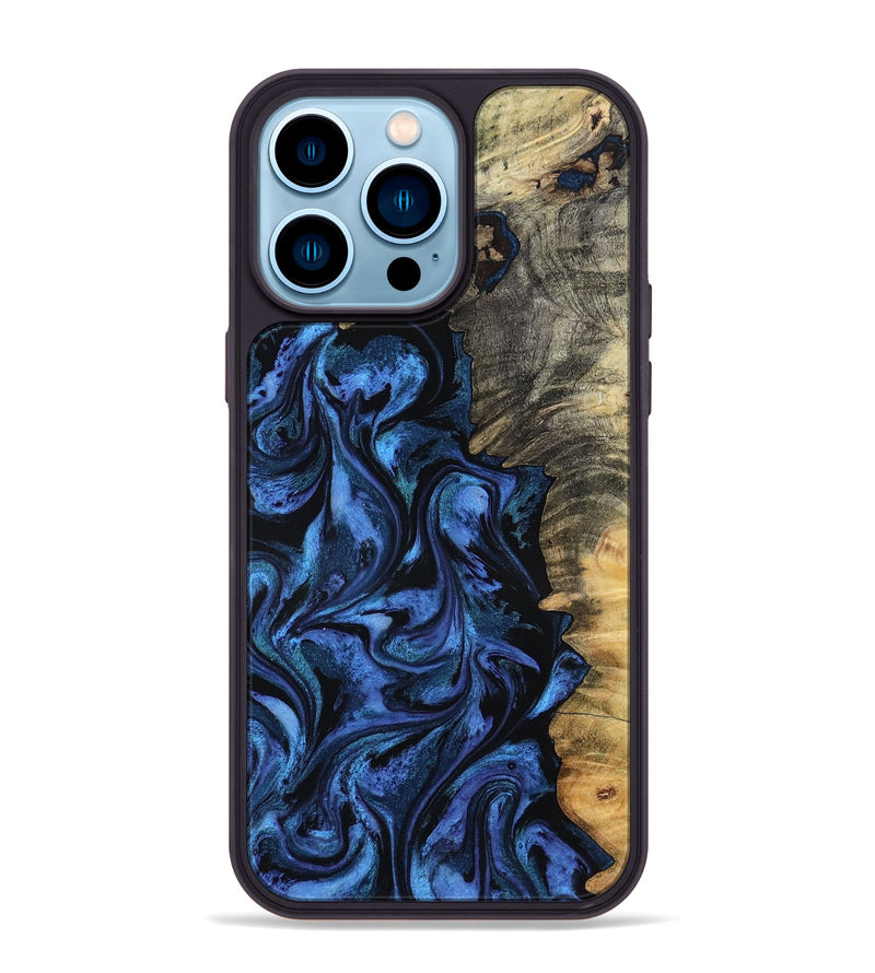 iPhone 14 Pro Max Wood Phone Case - Oliver (Blue, 801412)