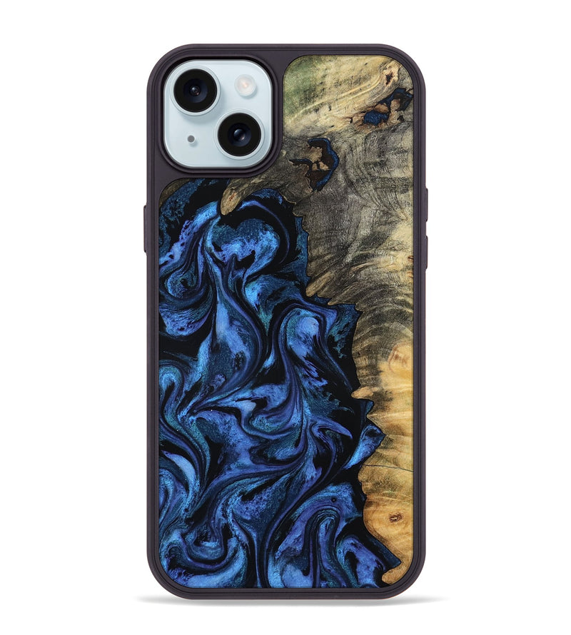 iPhone 15 Plus Wood Phone Case - Oliver (Blue, 801412)