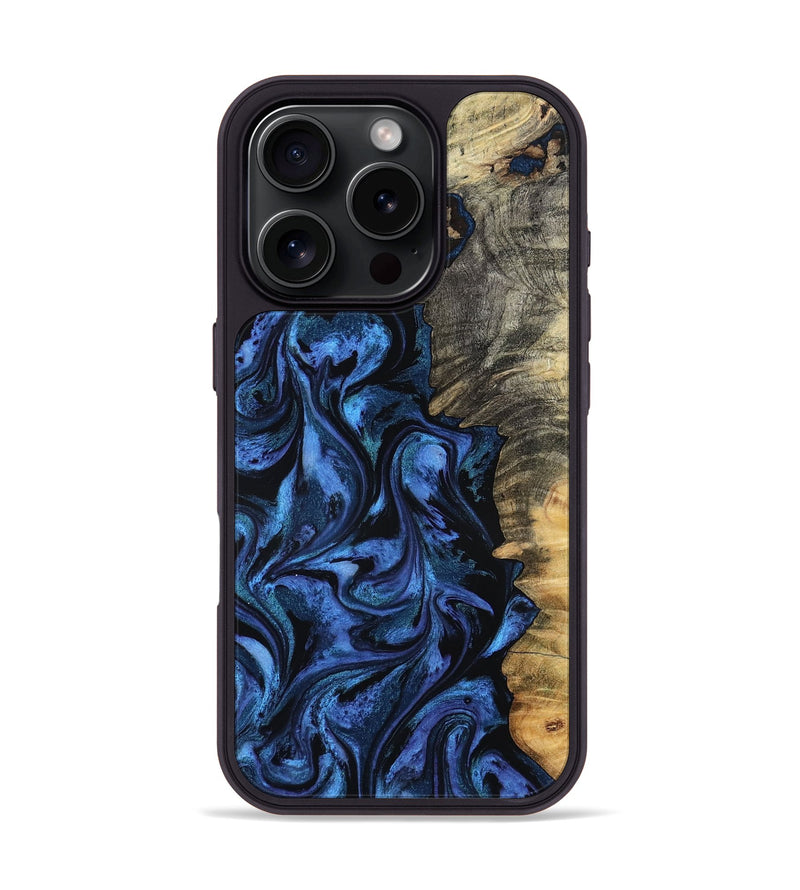 iPhone 16 Pro Wood Phone Case - Oliver (Blue, 801412)