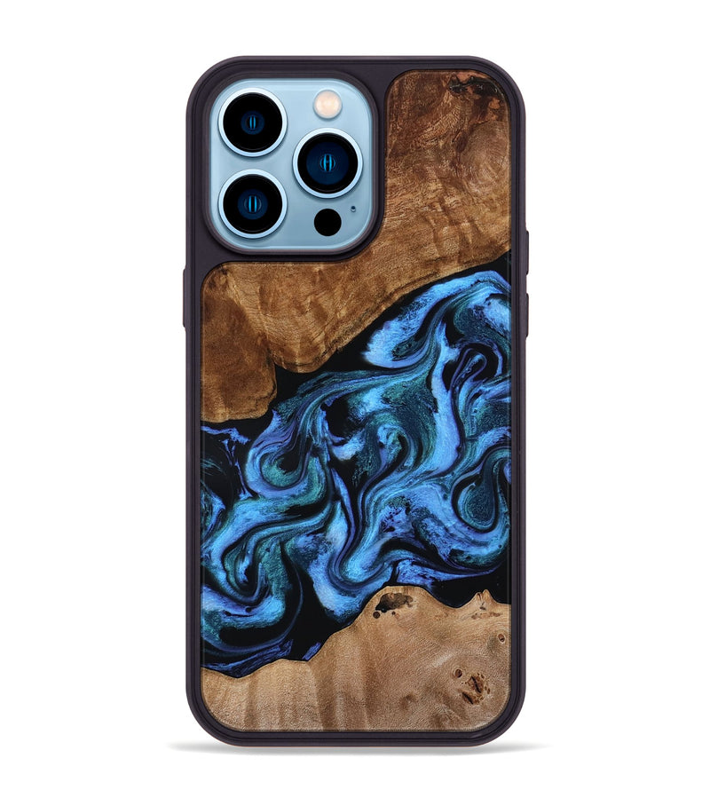 iPhone 14 Pro Max Wood Phone Case - Maximus (Blue, 801413)