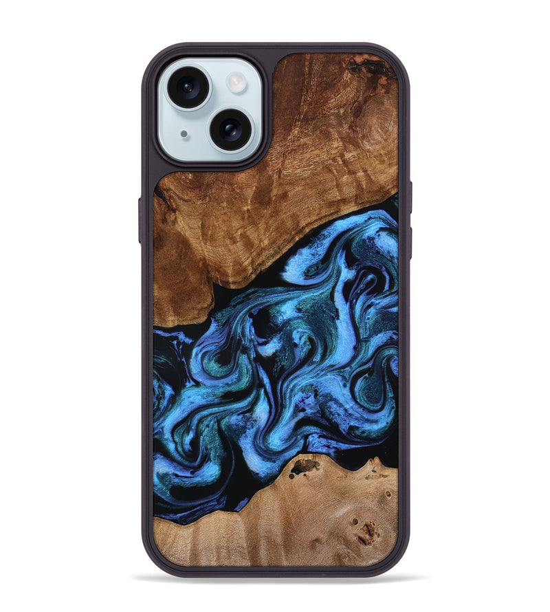 iPhone 15 Plus Wood Phone Case - Maximus (Blue, 801413)