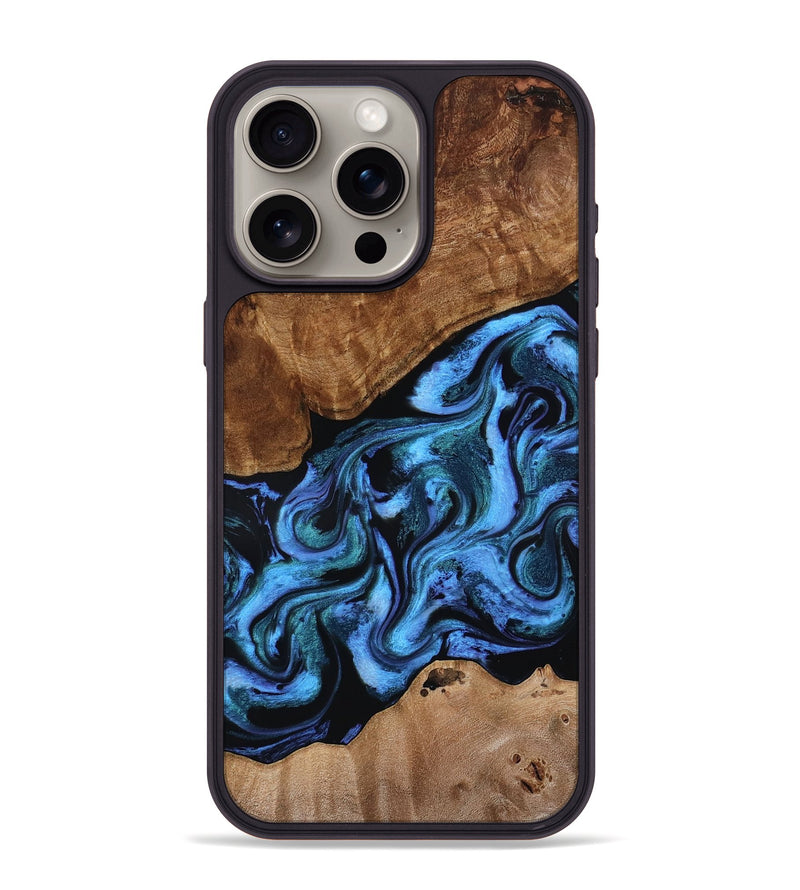 iPhone 15 Pro Max Wood Phone Case - Maximus (Blue, 801413)