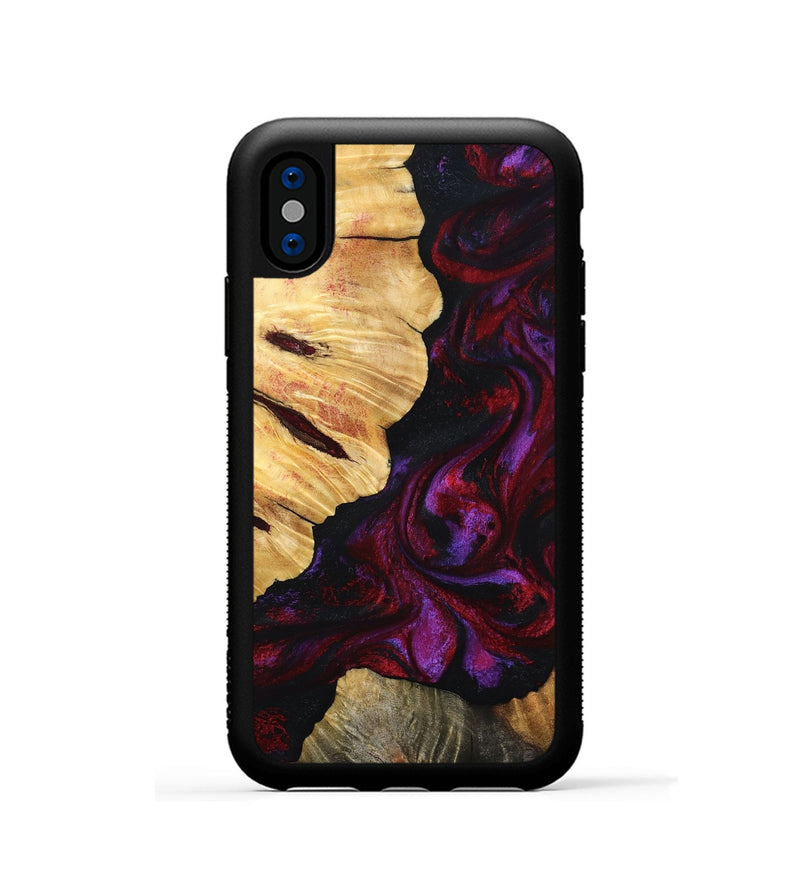 iPhone Xs Wood Phone Case - Nedra (Red, 801423)