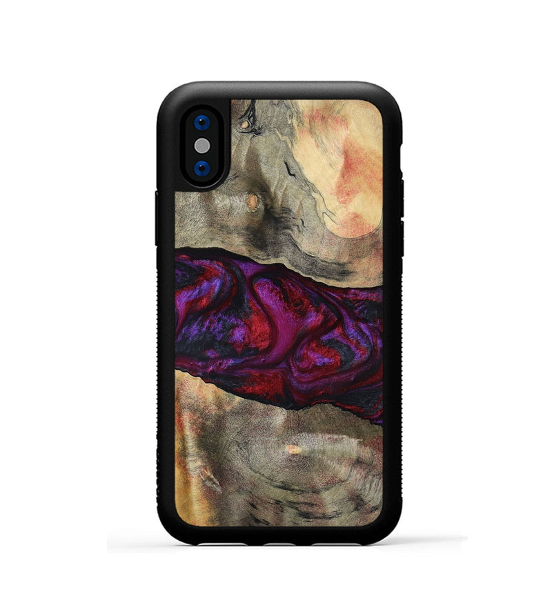 iPhone Xs Wood Phone Case - Lydia (Red, 801427)