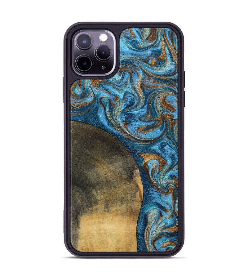 iPhone 11 Pro Max Wood Phone Case - Akira (Teal & Gold, 801435)