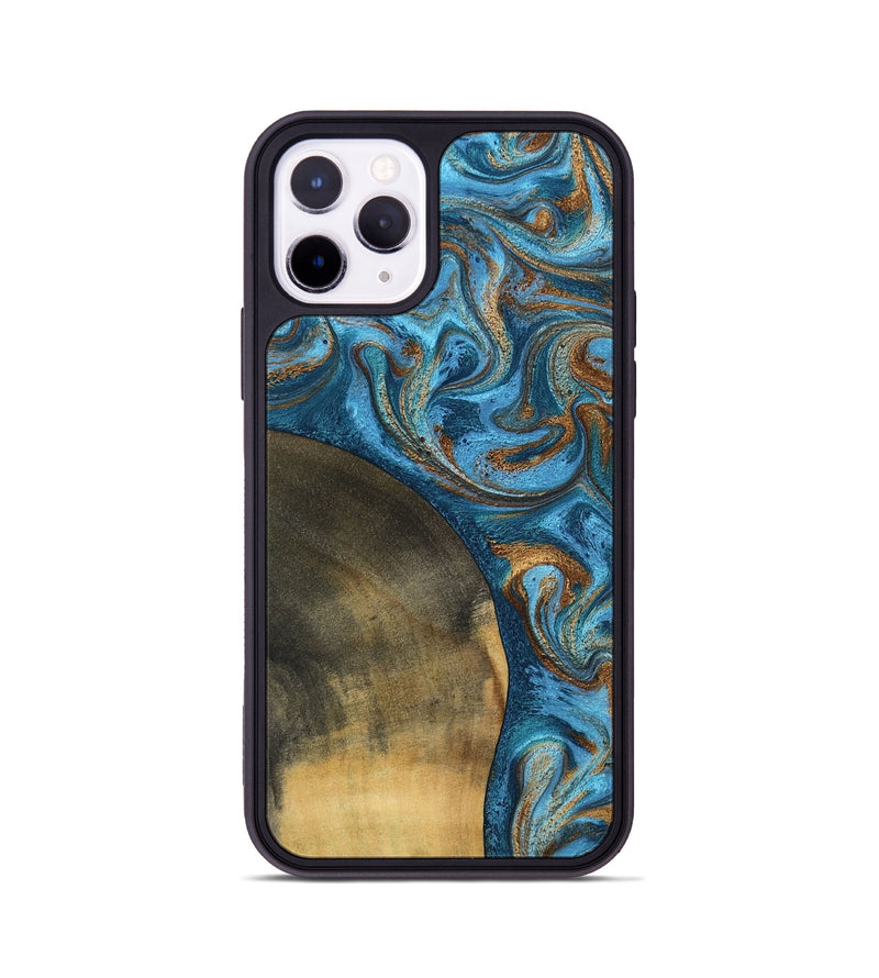 iPhone 11 Pro Wood Phone Case - Akira (Teal & Gold, 801435)