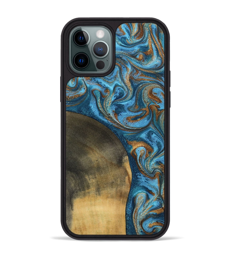 iPhone 12 Pro Max Wood Phone Case - Akira (Teal & Gold, 801435)