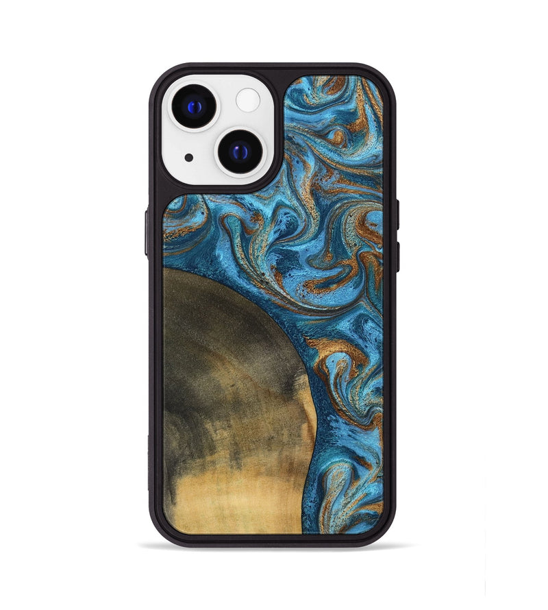 iPhone 13 Wood Phone Case - Akira (Teal & Gold, 801435)
