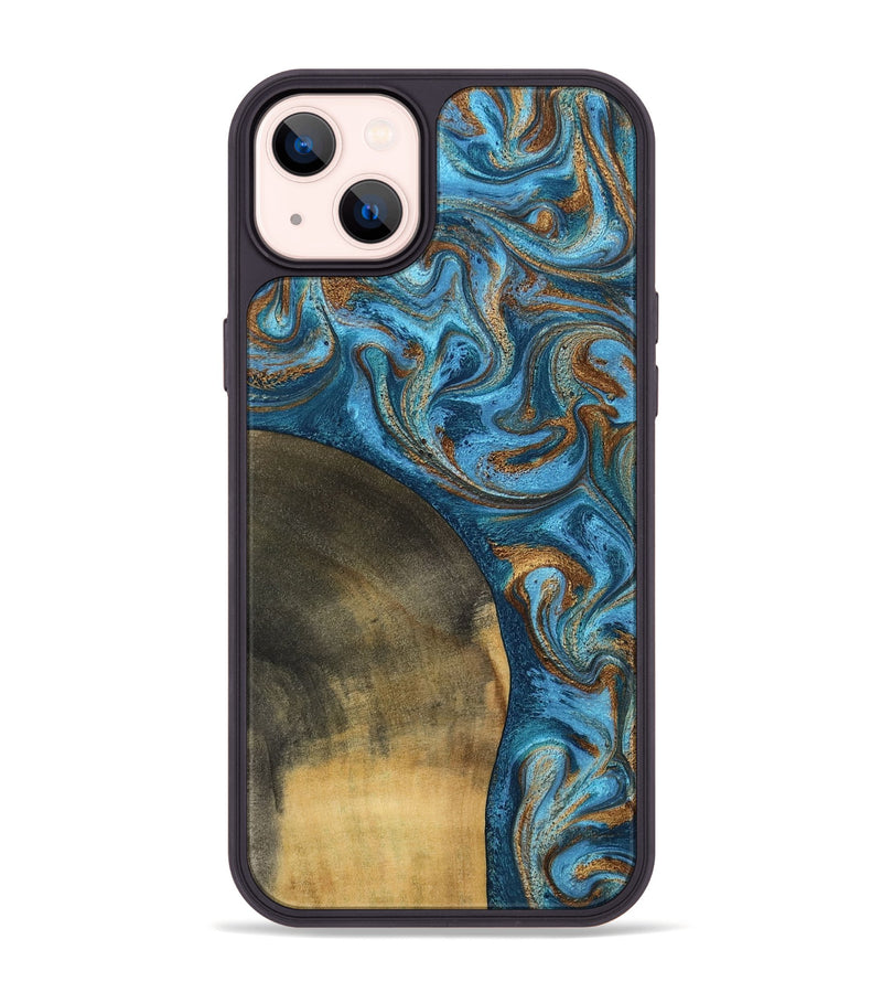 iPhone 14 Plus Wood Phone Case - Akira (Teal & Gold, 801435)