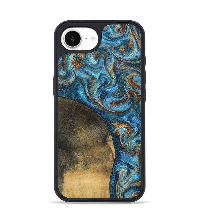 iPhone 16e Wood Phone Case - Akira (Teal & Gold, 801435)