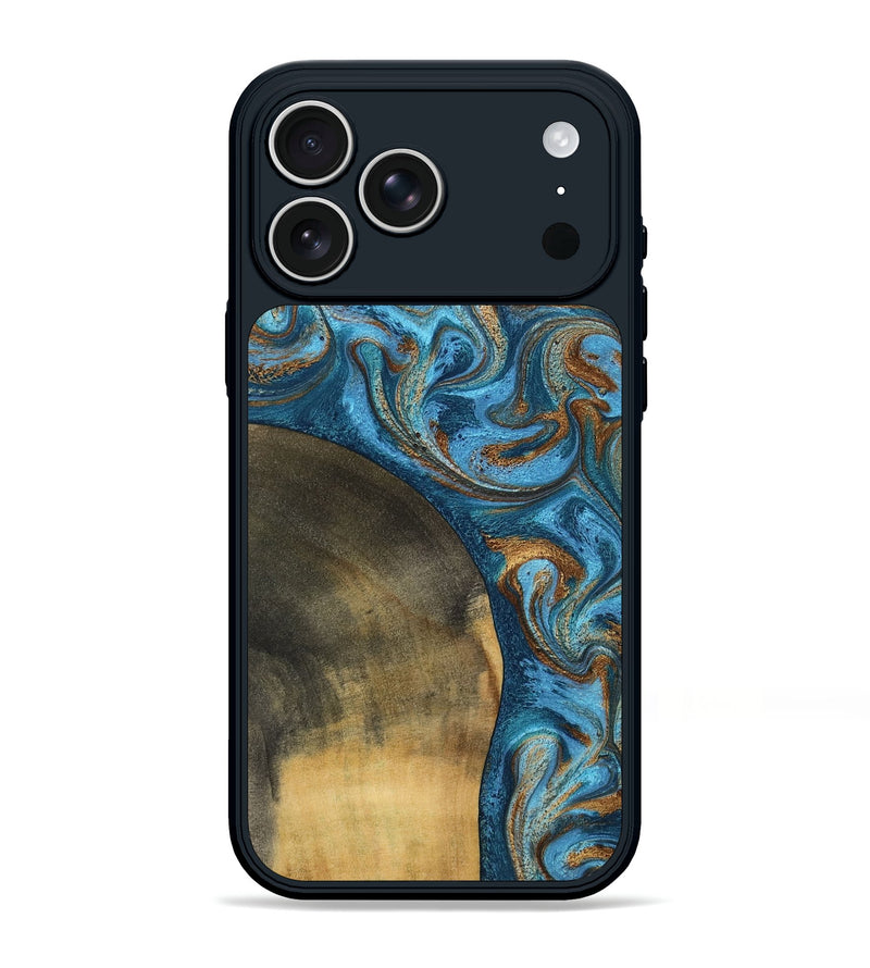 iPhone 17 Pro Max Wood Phone Case - Akira (Teal & Gold, 801435)