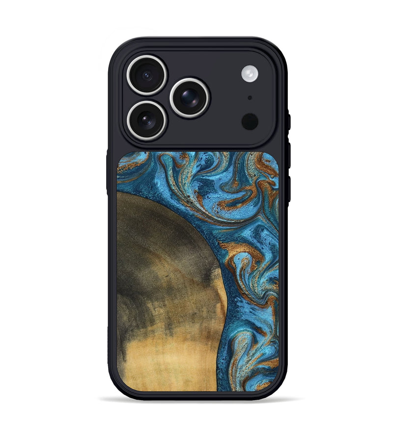 iPhone 17 Pro Wood Phone Case - Akira (Teal & Gold, 801435)