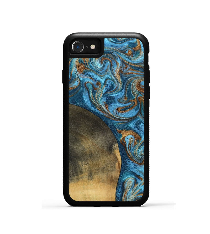 iPhone SE Wood Phone Case - Akira (Teal & Gold, 801435)