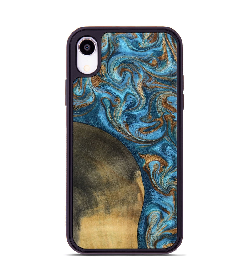 iPhone Xr Wood Phone Case - Akira (Teal & Gold, 801435)