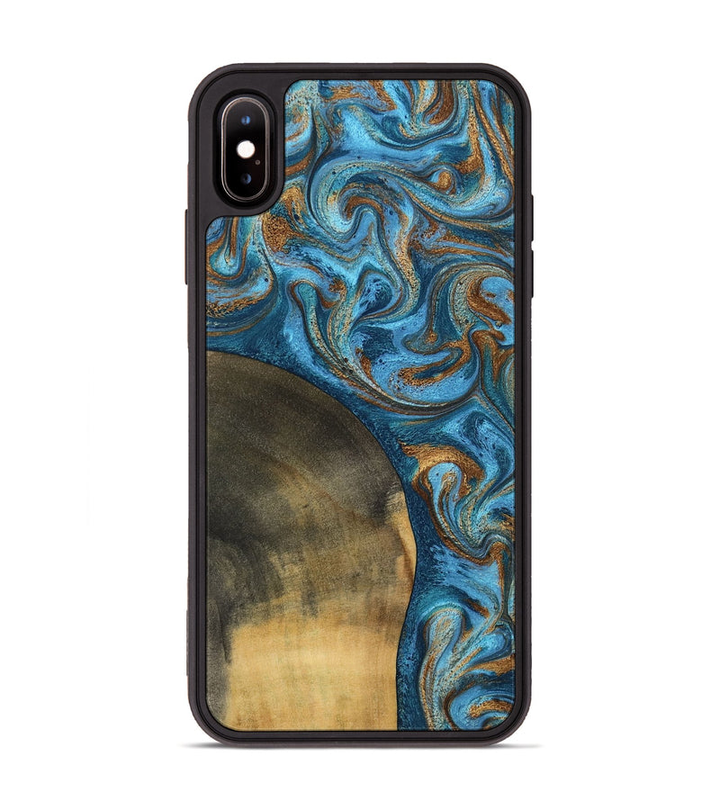 iPhone Xs Max Wood Phone Case - Akira (Teal & Gold, 801435)