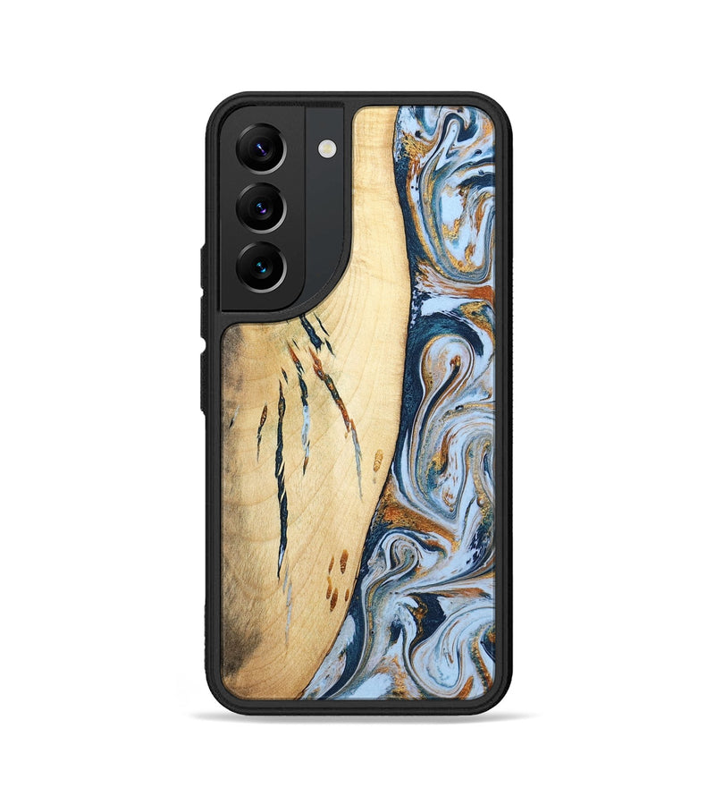 Galaxy S22 Wood Phone Case - Betty (Teal & Gold, 801436)