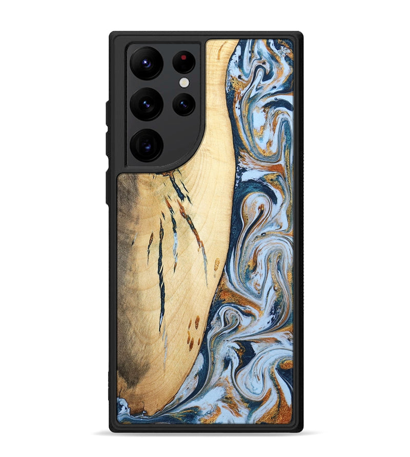 Galaxy S22 Ultra Wood Phone Case - Betty (Teal & Gold, 801436)