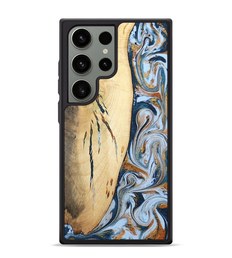 Galaxy S24 Ultra Wood Phone Case - Betty (Teal & Gold, 801436)