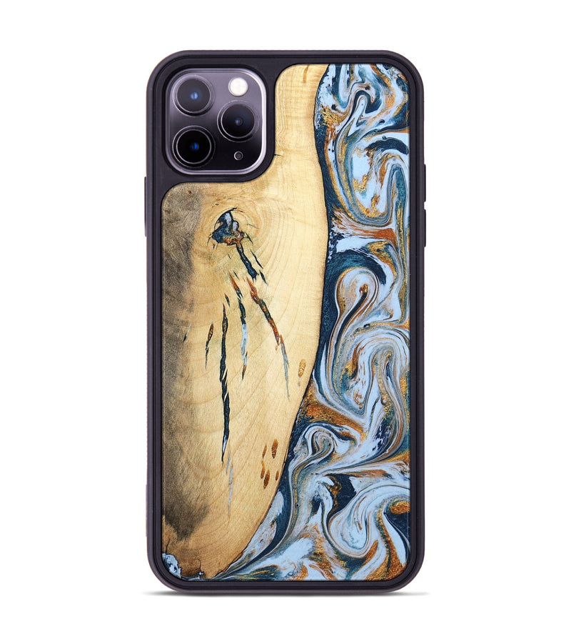 iPhone 11 Pro Max Wood Phone Case - Betty (Teal & Gold, 801436)