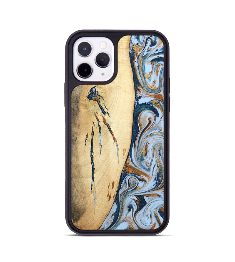 iPhone 11 Pro Wood Phone Case - Betty (Teal & Gold, 801436)