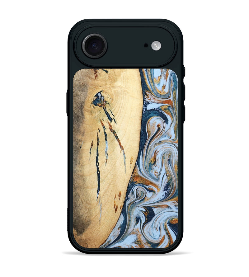 iPhone 17 Air Wood Phone Case - Betty (Teal & Gold, 801436)