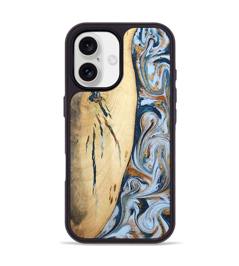 iPhone 17 Wood Phone Case - Betty (Teal & Gold, 801436)