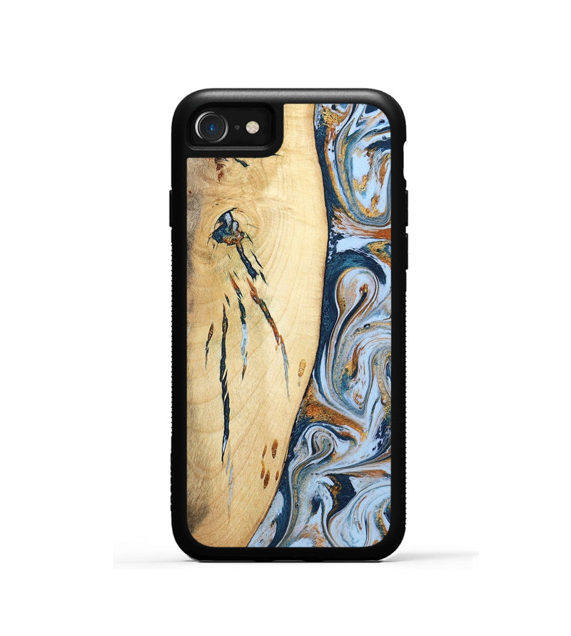 iPhone SE Wood Phone Case - Betty (Teal & Gold, 801436)