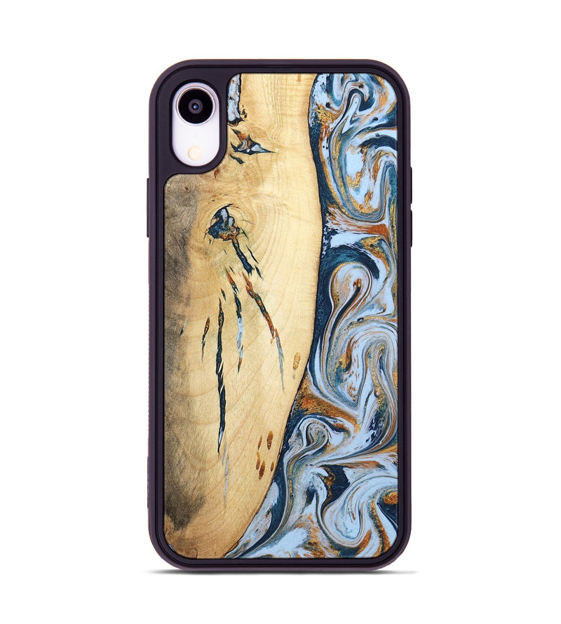 iPhone Xr Wood Phone Case - Betty (Teal & Gold, 801436)