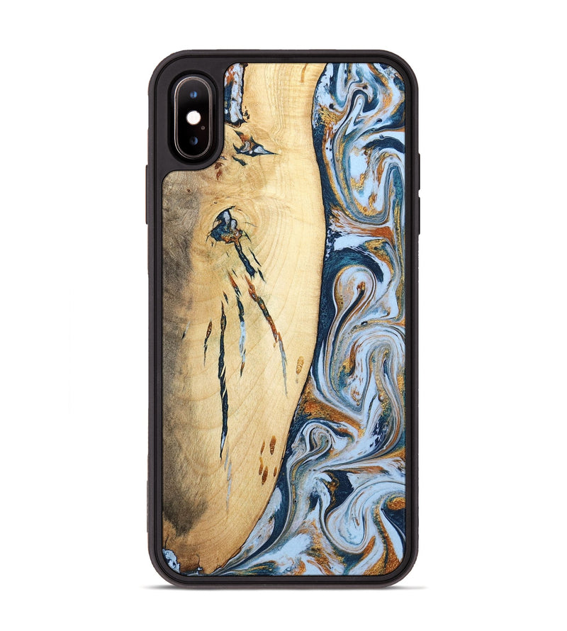 iPhone Xs Max Wood Phone Case - Betty (Teal & Gold, 801436)