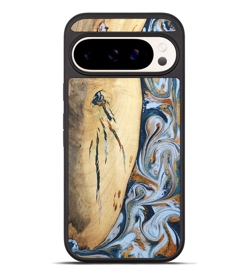 Pixel 10 Pro XL Wood Phone Case - Betty (Teal & Gold, 801436)