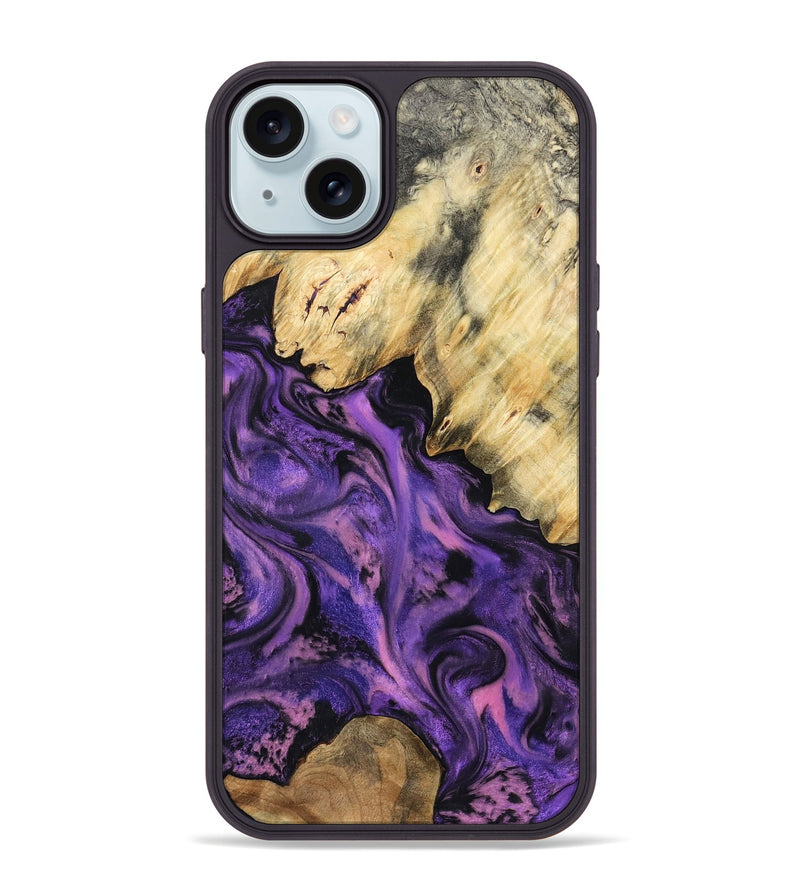 iPhone 15 Plus Wood Phone Case - Maryjo (Purple, 801438)