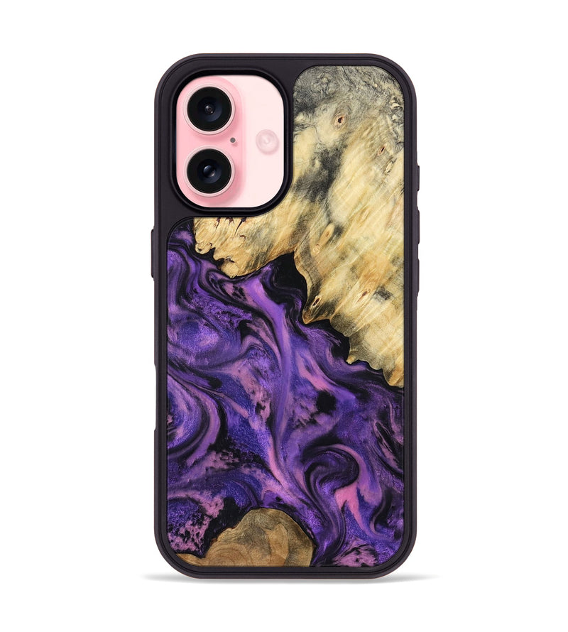 iPhone 16 Wood Phone Case - Maryjo (Purple, 801438)