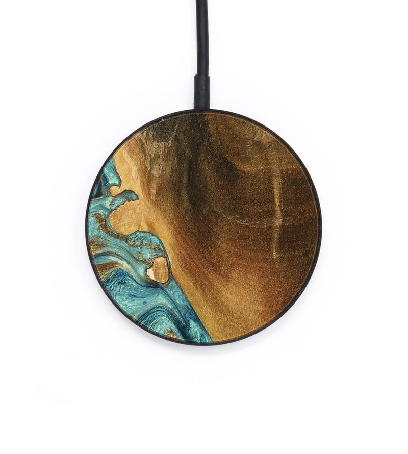 Circle Wood Wireless Charger - Linwood (Teal & Gold, 801455)
