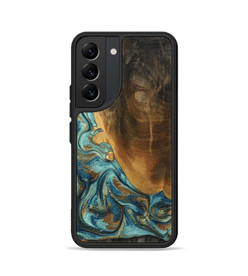 Galaxy S22 Wood Phone Case - Linwood (Teal & Gold, 801455)