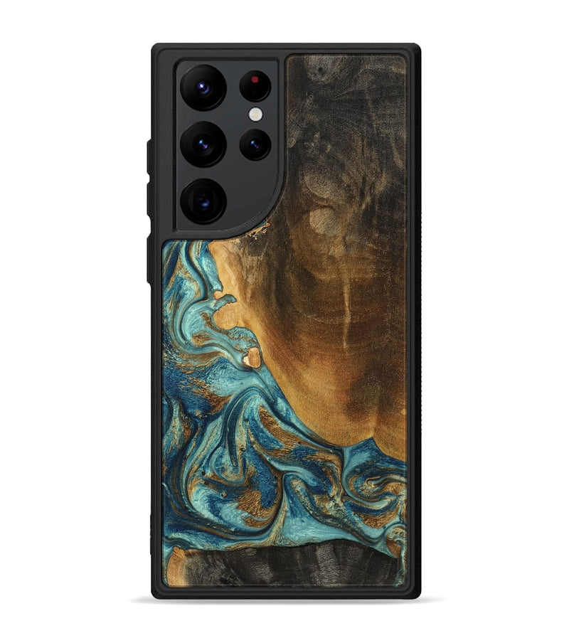Galaxy S22 Ultra Wood Phone Case - Linwood (Teal & Gold, 801455)