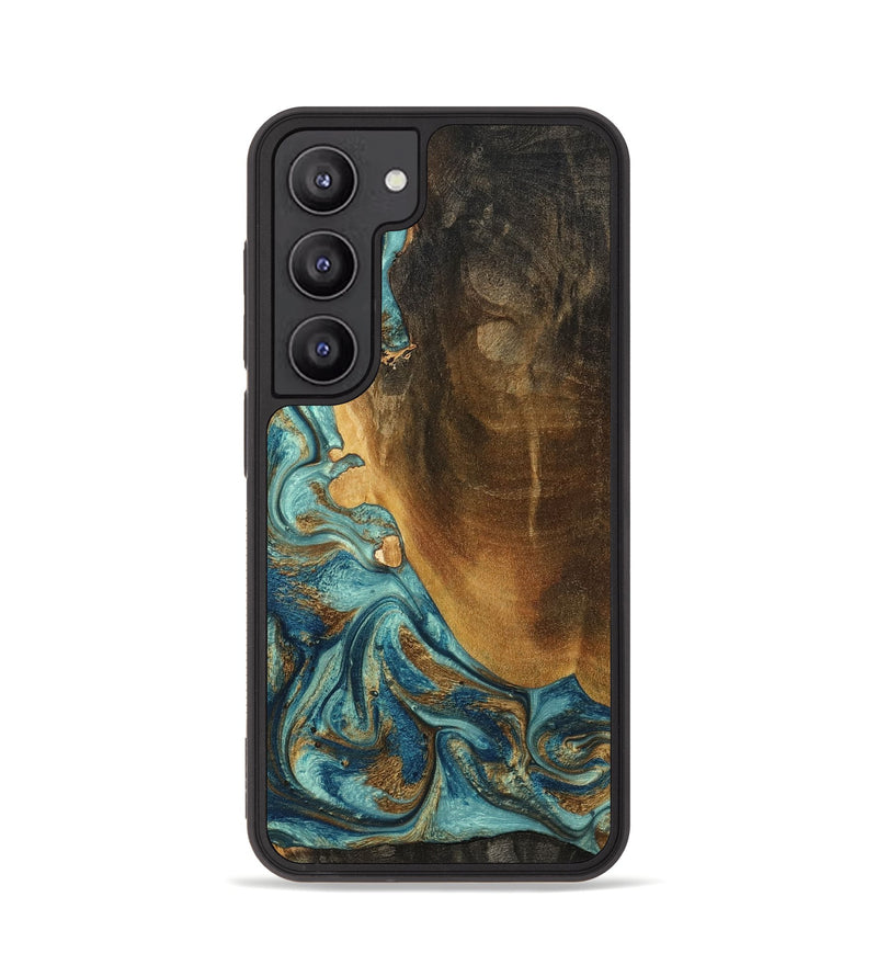 Galaxy S23 Wood Phone Case - Linwood (Teal & Gold, 801455)