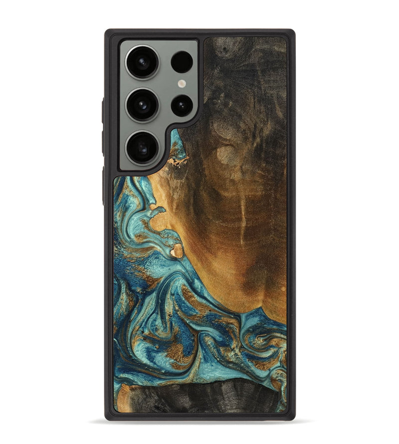 Galaxy S23 Ultra Wood Phone Case - Linwood (Teal & Gold, 801455)